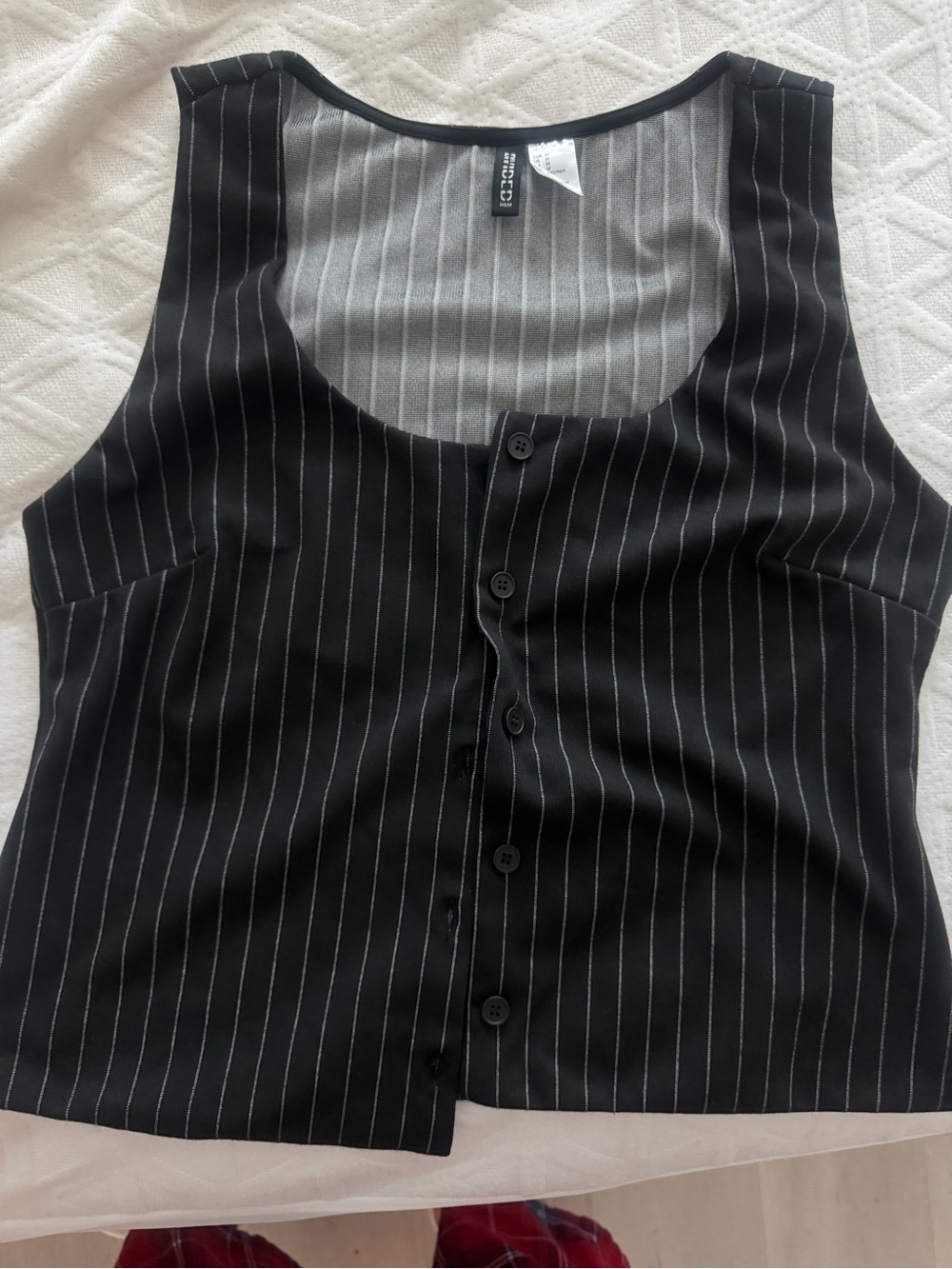 H&M Black Pinstripe Button-Front Tank Top
